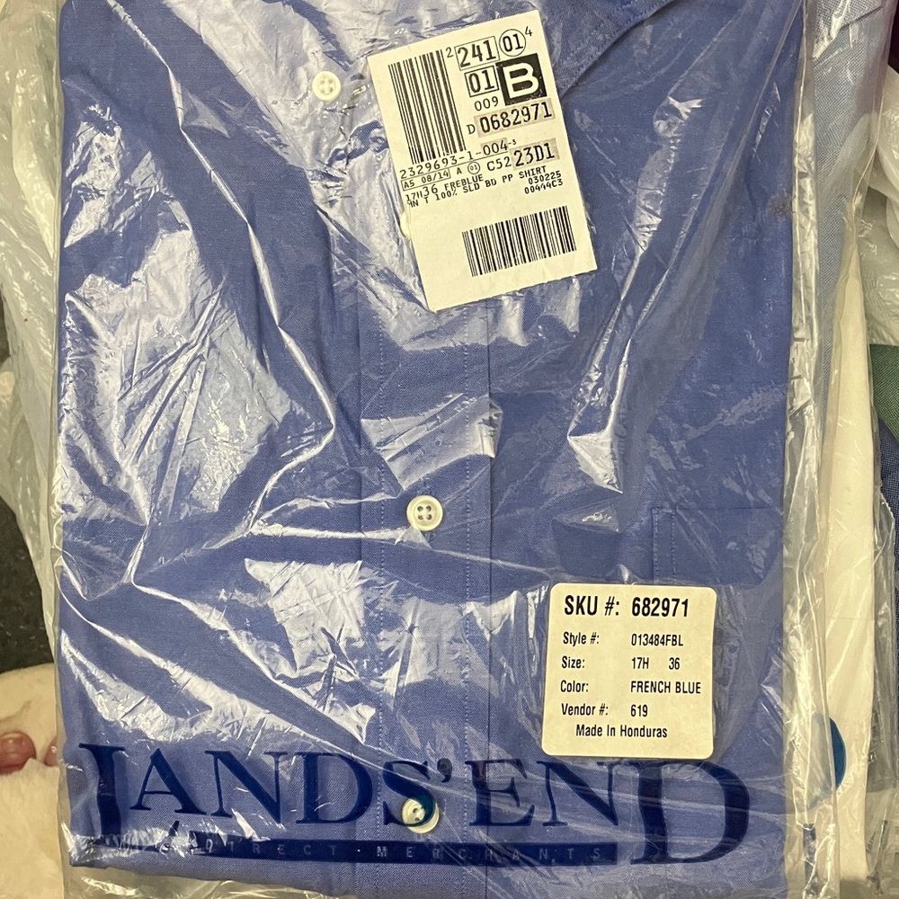 🆕Lands' End Men's French Blue Dress Shirt